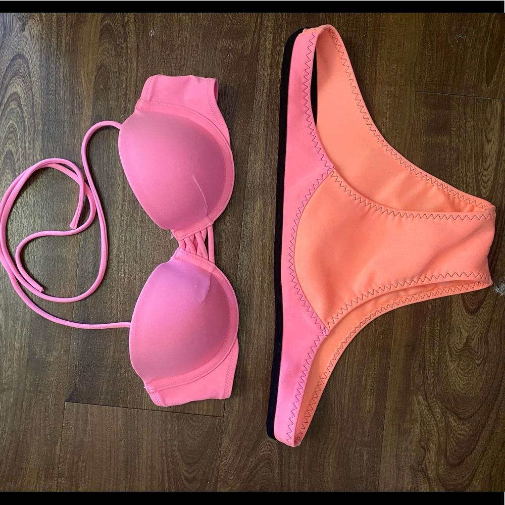 VS bikini set neon pink peach